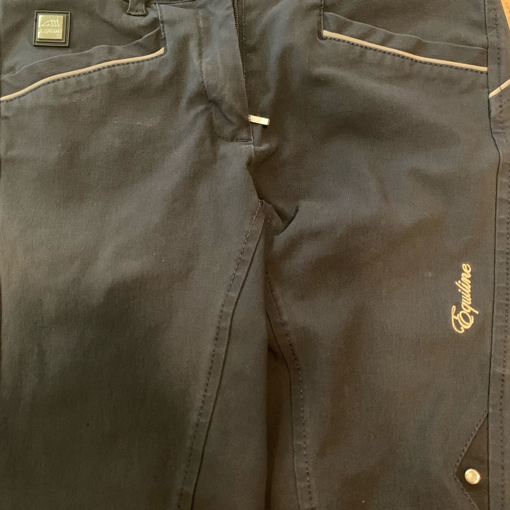 Equiline breeches IT 40 US 24 Navy Euroseat Pockets Piping.